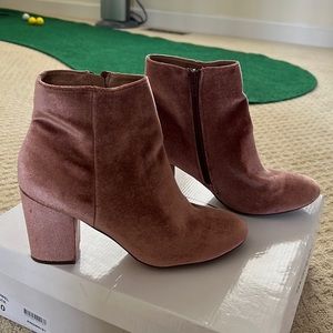 Pink Velvet Booties